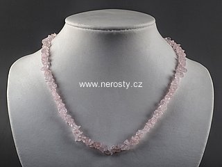 rose quartz, chip necklace